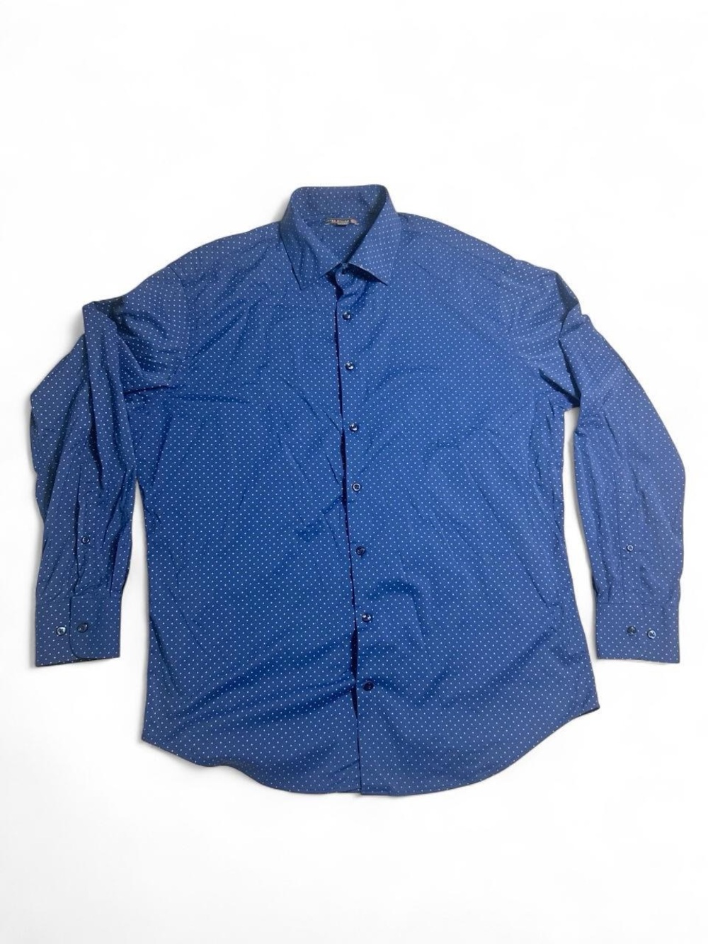 Peter Millar Summer Comfort Blue Polka Dot Stretch Dress Shirt L